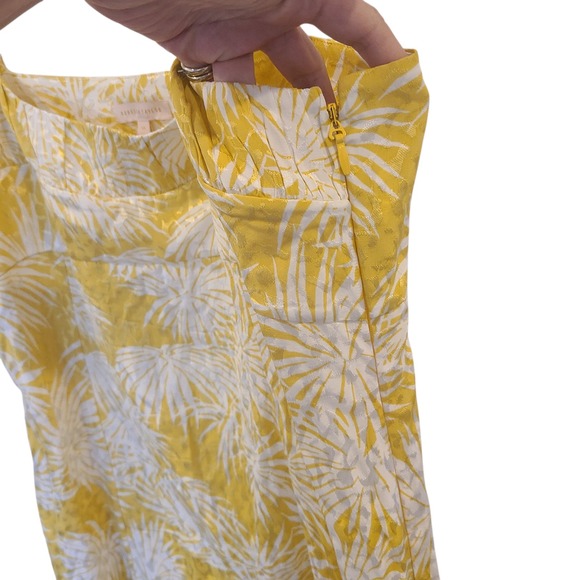 Rebecca Taylor Yellow Palm Print Midi Dress Spaghetti Strap Summer Size 16 - Picture 4 of 6